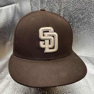 New Era Hat Men 7 3/8 Brown San Diego Padres‎ Authentic Collection 59FIFTY Field